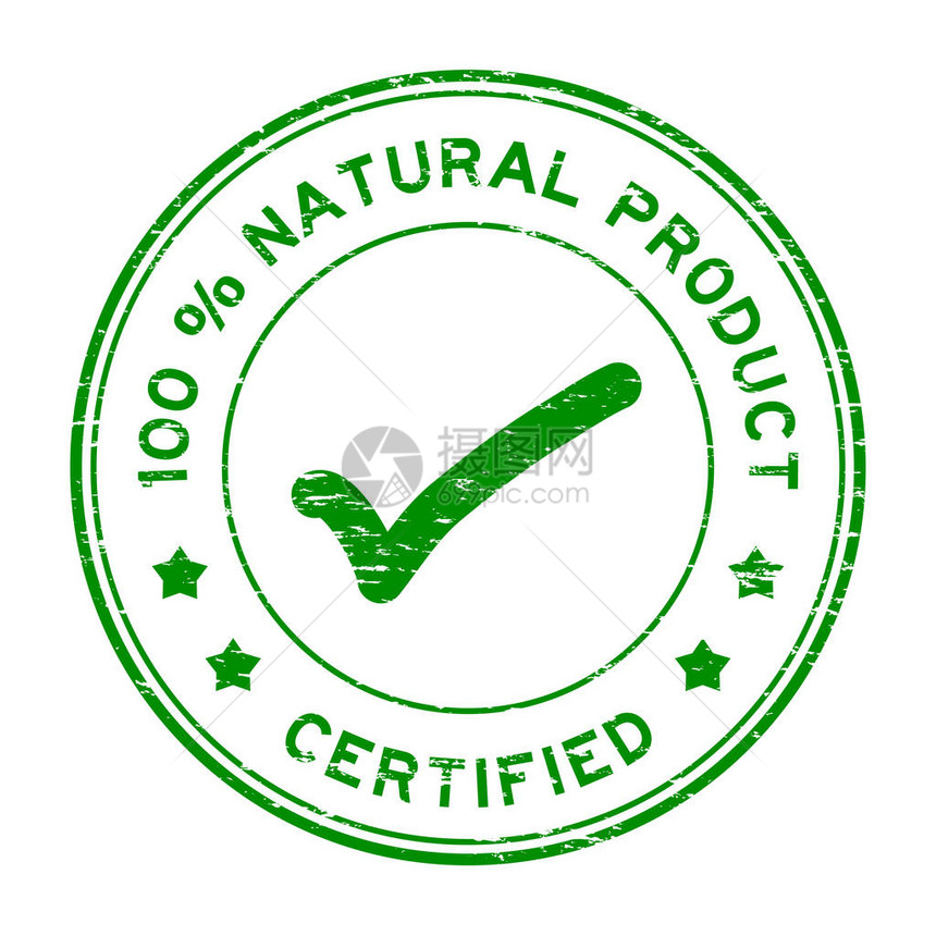 100的天然产品经认证的橡胶印章圆周盖章GrungeGreu图片