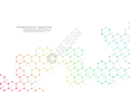 六角形分子分子结构遗传和化学合物化学医学科技理念几何抽象背景原子DNA背景图片