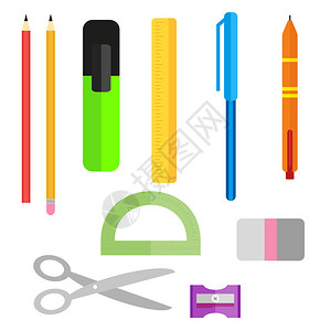笔铅剪刀和标尺笔式磨利器和橡皮机图片