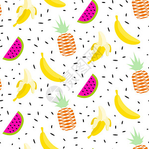 含有香蕉菠萝和西瓜的夏季水果形态背景图片