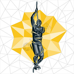 几何交叉概念攀爬绳索矢量环形人健身和交叉穿孔时的体力和图片