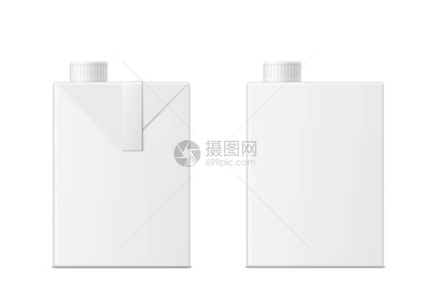 矢量3d模拟白色背景上的牛奶或果汁盒现实的纸箱半升包装隔离您的设计的图片