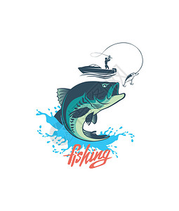 用于徽标或印刷的鲈鱼钓鱼运动标志图片