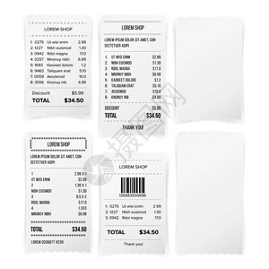 购物纸BillAtm矢量熔化纸张检查财务支票IsocatedIs图片