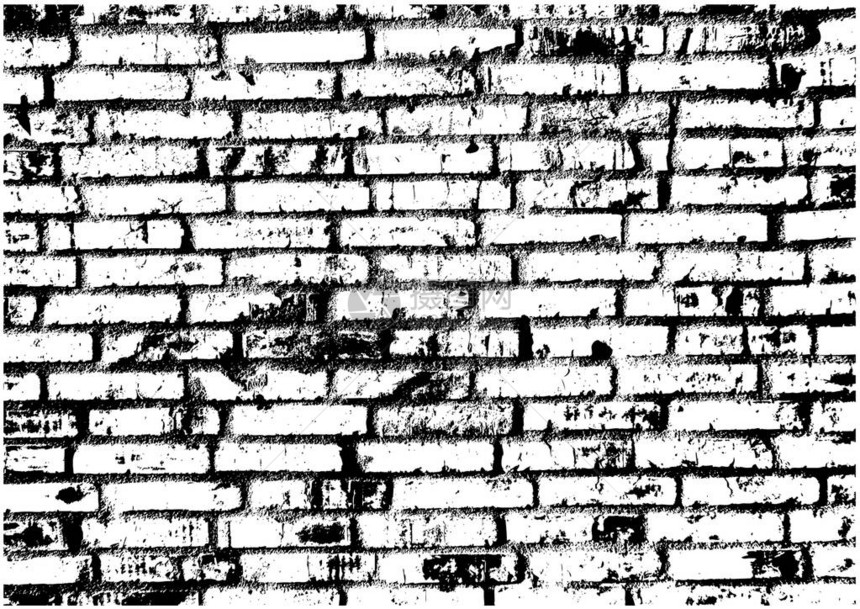 矢量黑白粗糙的砖墙图片