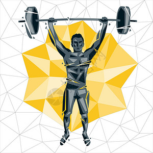 几何Crossfit概念杠铃抓举人做健身和运动量来找到矢量剪影积极健图片