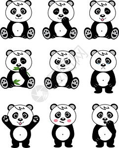可爱的熊猫设置情绪图片