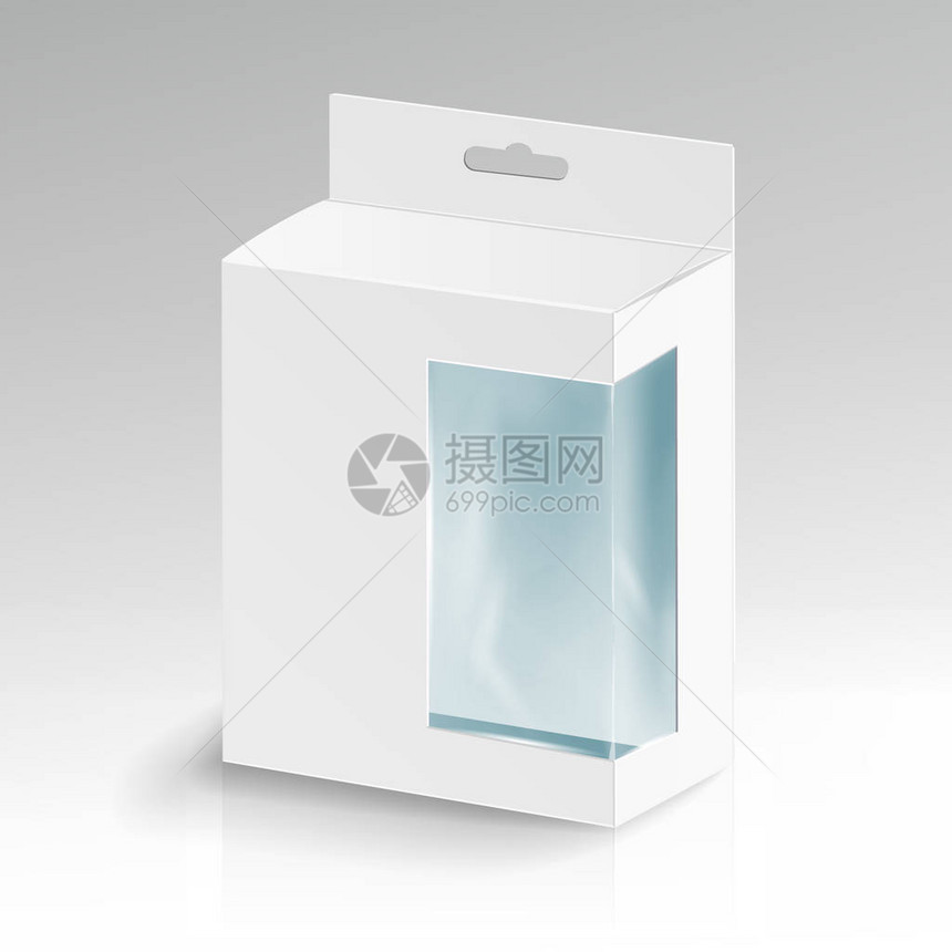白色空白纸板矩形矢量逼真的白色包装盒图片