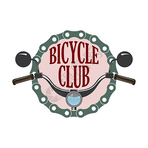 自行车或摩托车俱乐部的矢量复古标签自行车博物馆和车库展示的背景图片