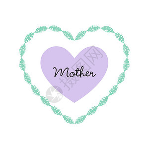 母亲日卡有文本母亲心脏形状刺绣框背景图片