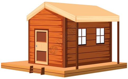 3D设计插图中的木制小屋背景图片