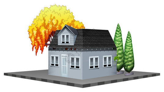 灰色房子的建筑设计与树例证背景图片