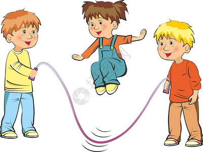 快乐的孩子们跳过绳女孩跳绳两个图片