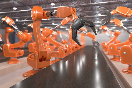 工业40概念工厂中的机器人武背景图片