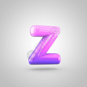 有光泽的粉红色和紫色渐变漆字母Z小写气泡扭曲字体的3D渲染图片