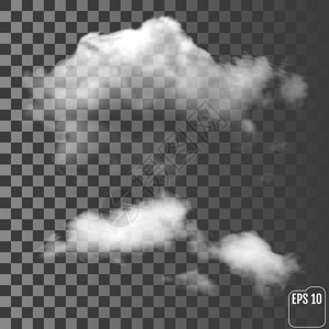 透明背景上的现实云层矢量图片