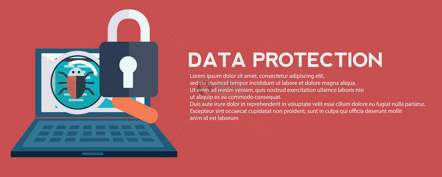 数据保护和网络安全矢量图图片