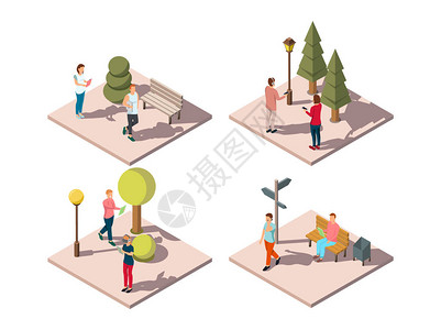 人与城市公园访客的几何成份相异图片