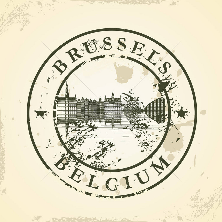 比利时布鲁塞尔的Grunge橡胶邮票图片