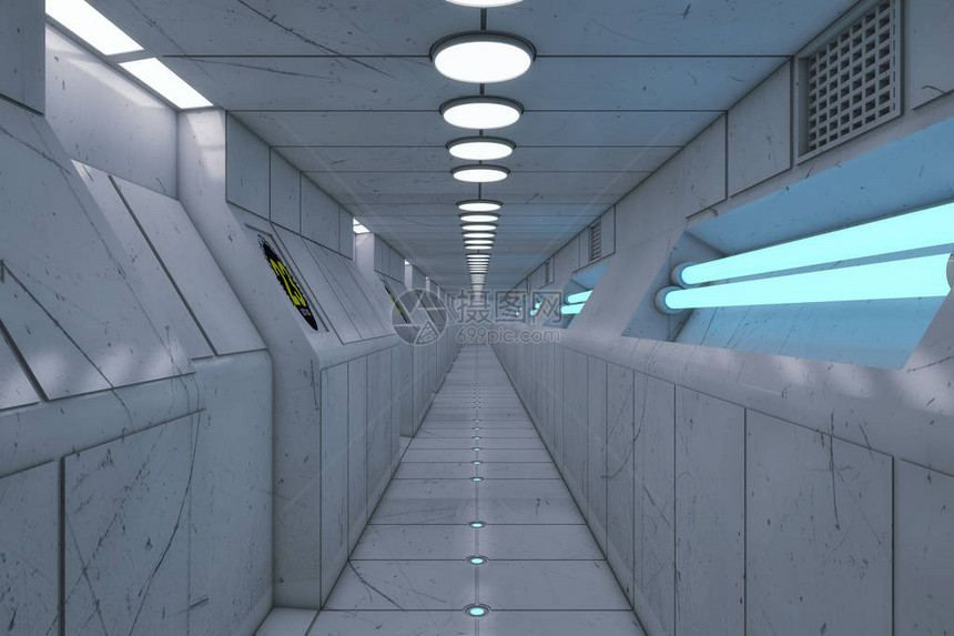 未来空间飞船内走廊结图片