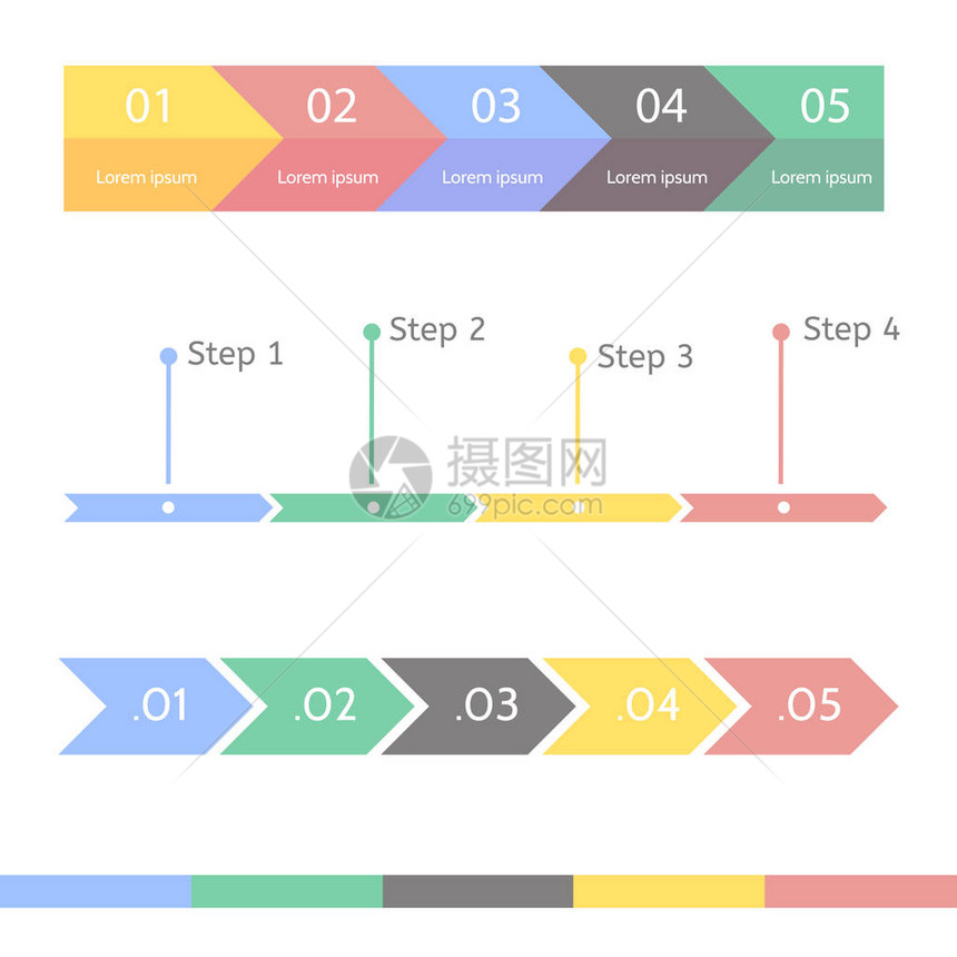 进度统计学概念业务流程一步走Infographic矢量模板供展示时间线统图片