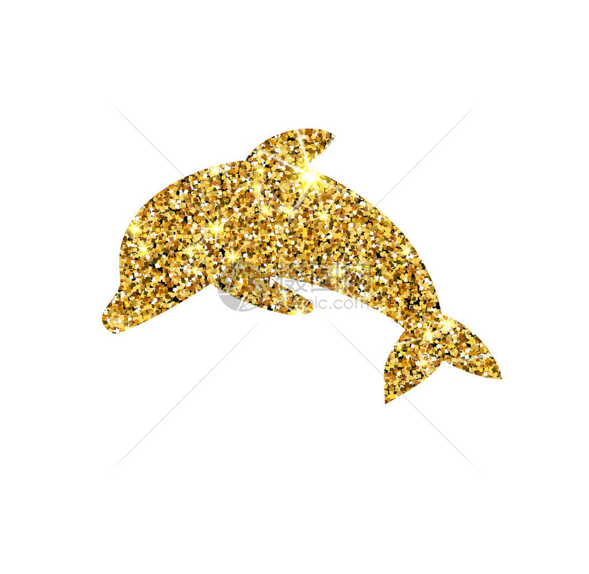 金色闪光矢量海豚金色的鱼奢侈品设计元图片
