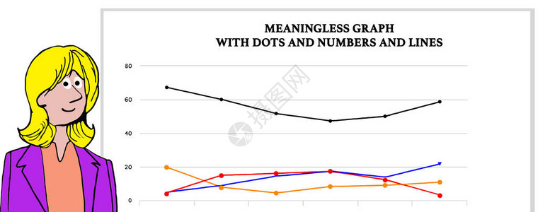 商业卡通插图显示一个女人和一张毫插画