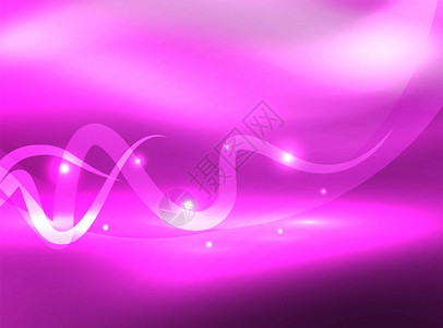 发光的紫色闪亮波浪背景矢量能概念图图片
