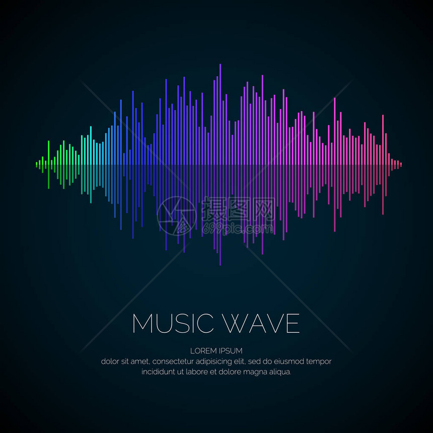 以暗底背景平衡器形式显示音乐波矢图片