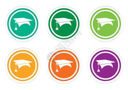 以绿色黄色橙色和紫色显示毕业符号的图片