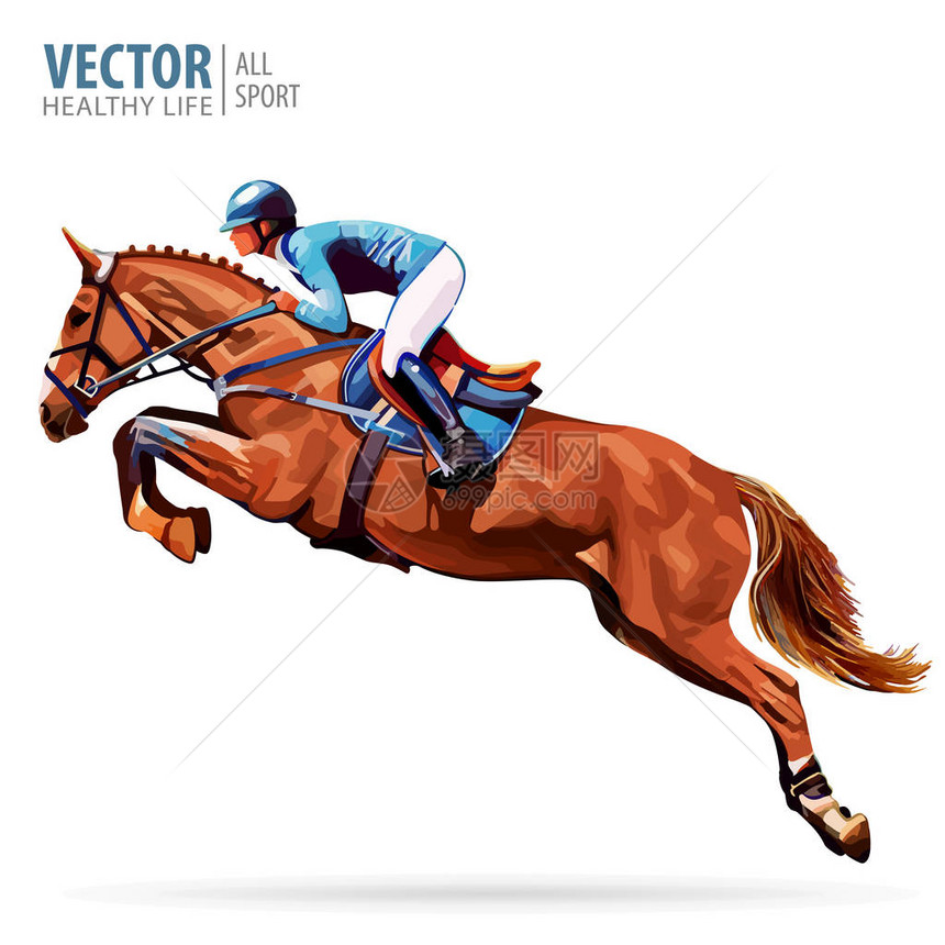 骑马的骑师冠军骑马术骑师跳马海报背景图片