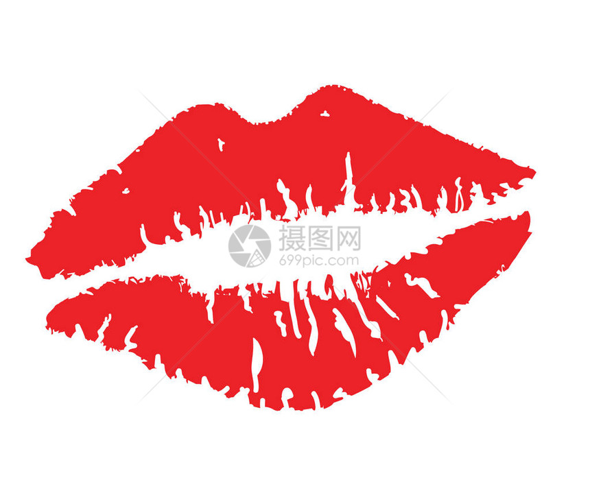 红色口红吻的矢量图图片