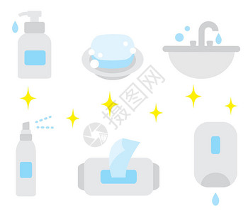 皂液器手卫生产品清洁人手插画