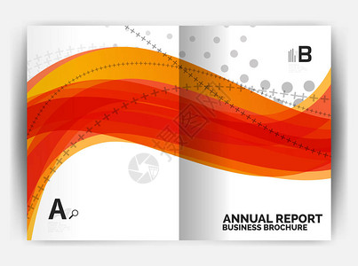 商业报告涵盖模板波卷轴线摘要背景以及复制空间单图片