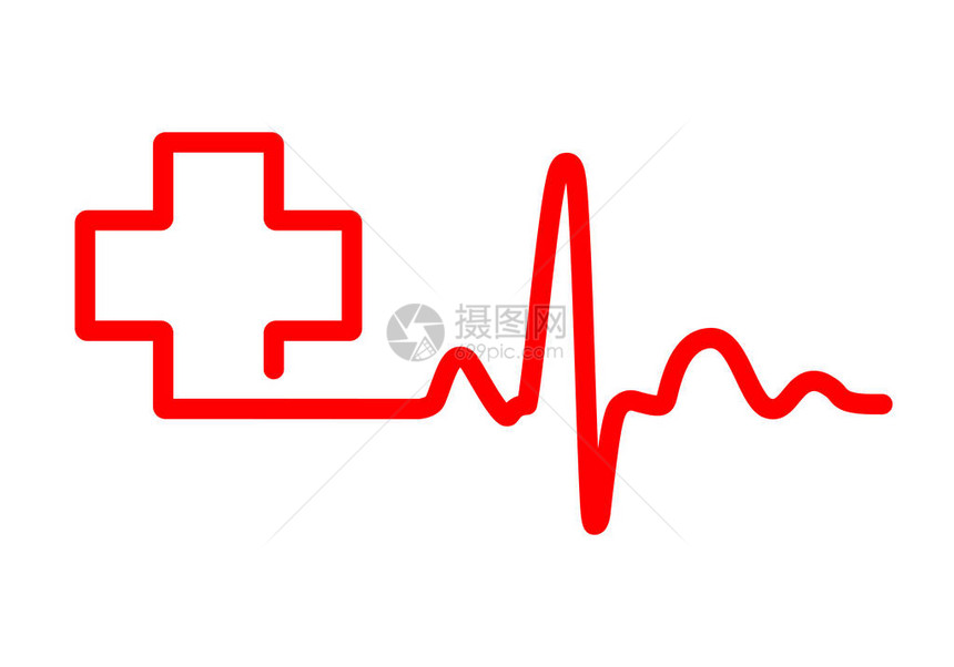 红色心跳符号与医疗交叉图片
