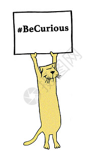 卡通插图猫持有一个标志Bergu背景图片