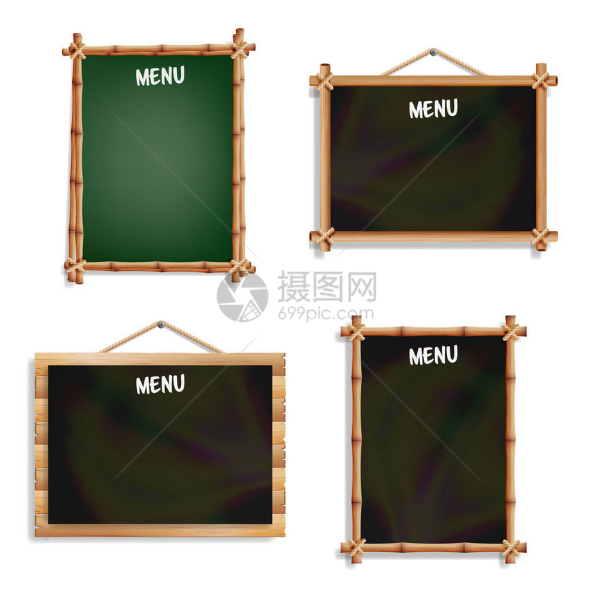 菜单板咖啡馆或餐馆菜单公告黑板在白色背景图片