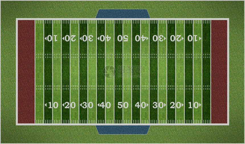 美国足球场在白色背景上被孤立图片