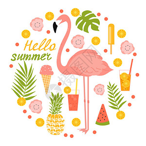 夏天用火烈鸟冰淇淋棕榈图片