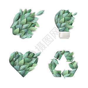 生态环境回收利用可再生能源绿色技术自然产品的矢量说明单图片