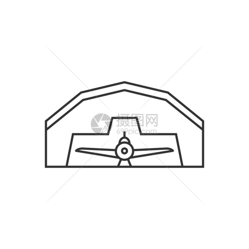 空机库图示以细短轮廓风格显示航空维修图片