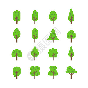 平面设计树集图矢量图片