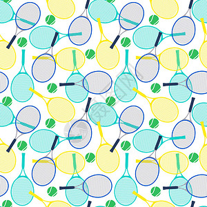 网球拍和球的无缝模式矢量图图片