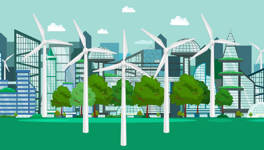可再生态能源图标绿色城市电力替代资源概念环保新技术能和图片