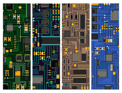 计算机芯片技术处理器电路和主板信息系统矢量图电子板能源微处理器模式电图片