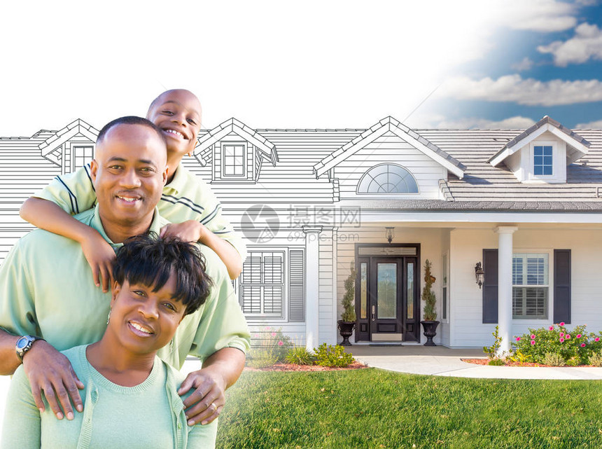 非裔美国人家庭在新房子逐步升级为照片的画面前美图片