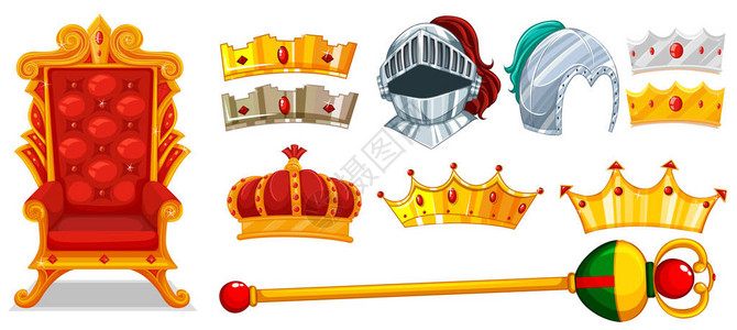 皇冠和骑士头盔插图图片