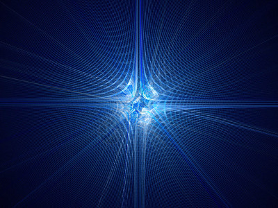 蓝色发光量子力学有波级特粒子计算机生成了抽象的分形背设计图片