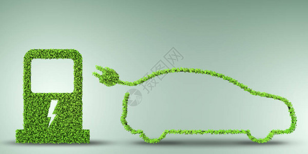 绿色环境概念中的电动汽车概念图片