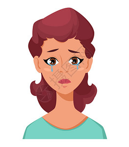 嚎啕大哭一个女人的表情哭泣插画